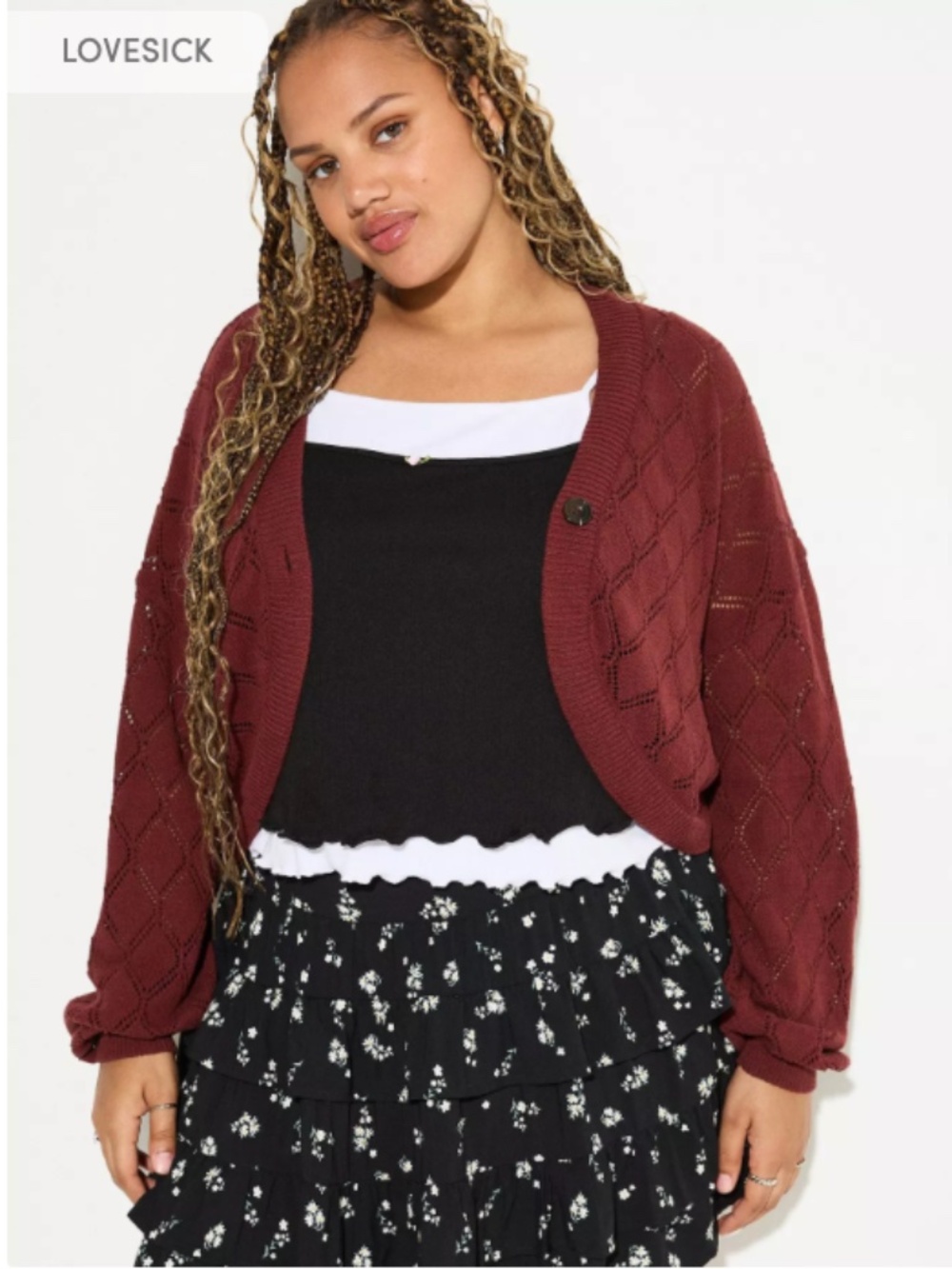 TORRID LoveSick Diamond Pointelle Knit Cardigan Size 3